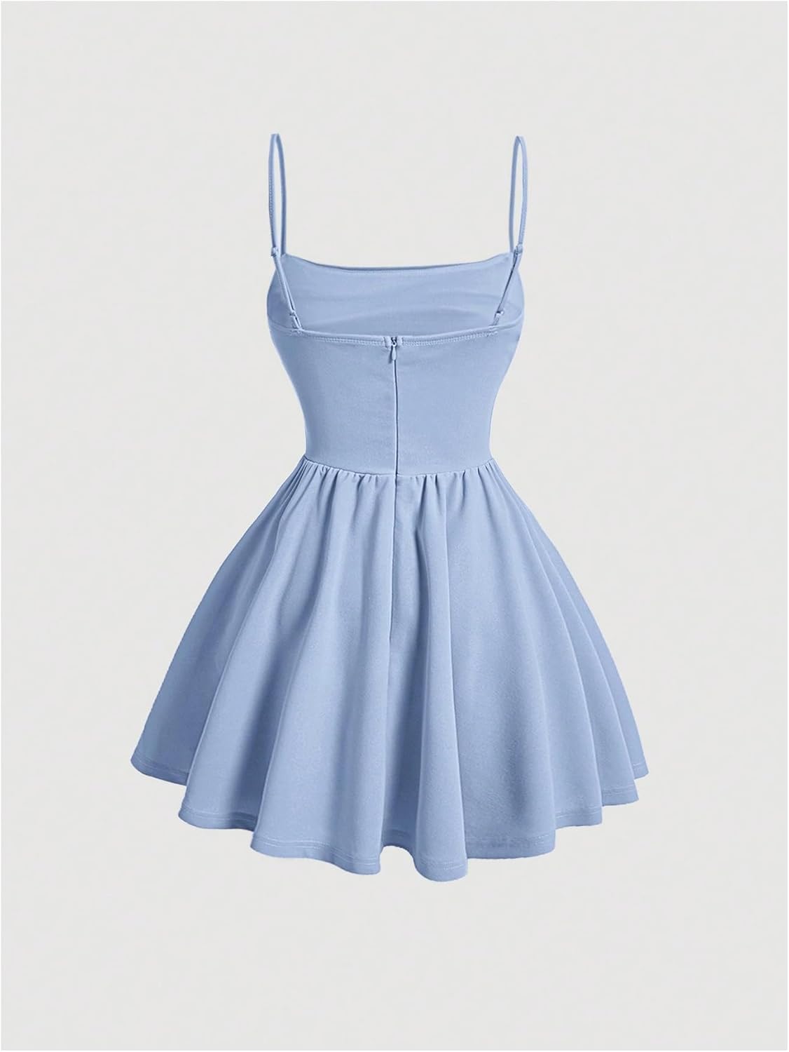 women Ruched Corset Dress Spaghetti Strap Fit and Flare Flowy Skater Mini Cami Dress