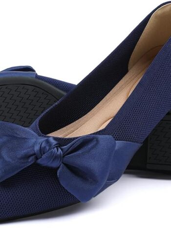 Pointed Toe Ballet Flats for Women Slip On Comfortable Flats with Bow Dressy Casual Work Shoes