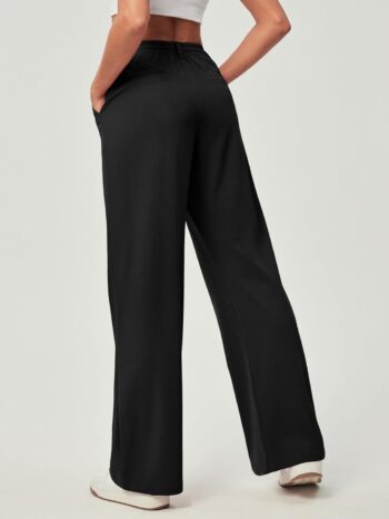 Wide Leg Stretchy Work Pants Slacks for Women Business Casual Pants High Waisted Waffle 26''/28'' Dress Pants