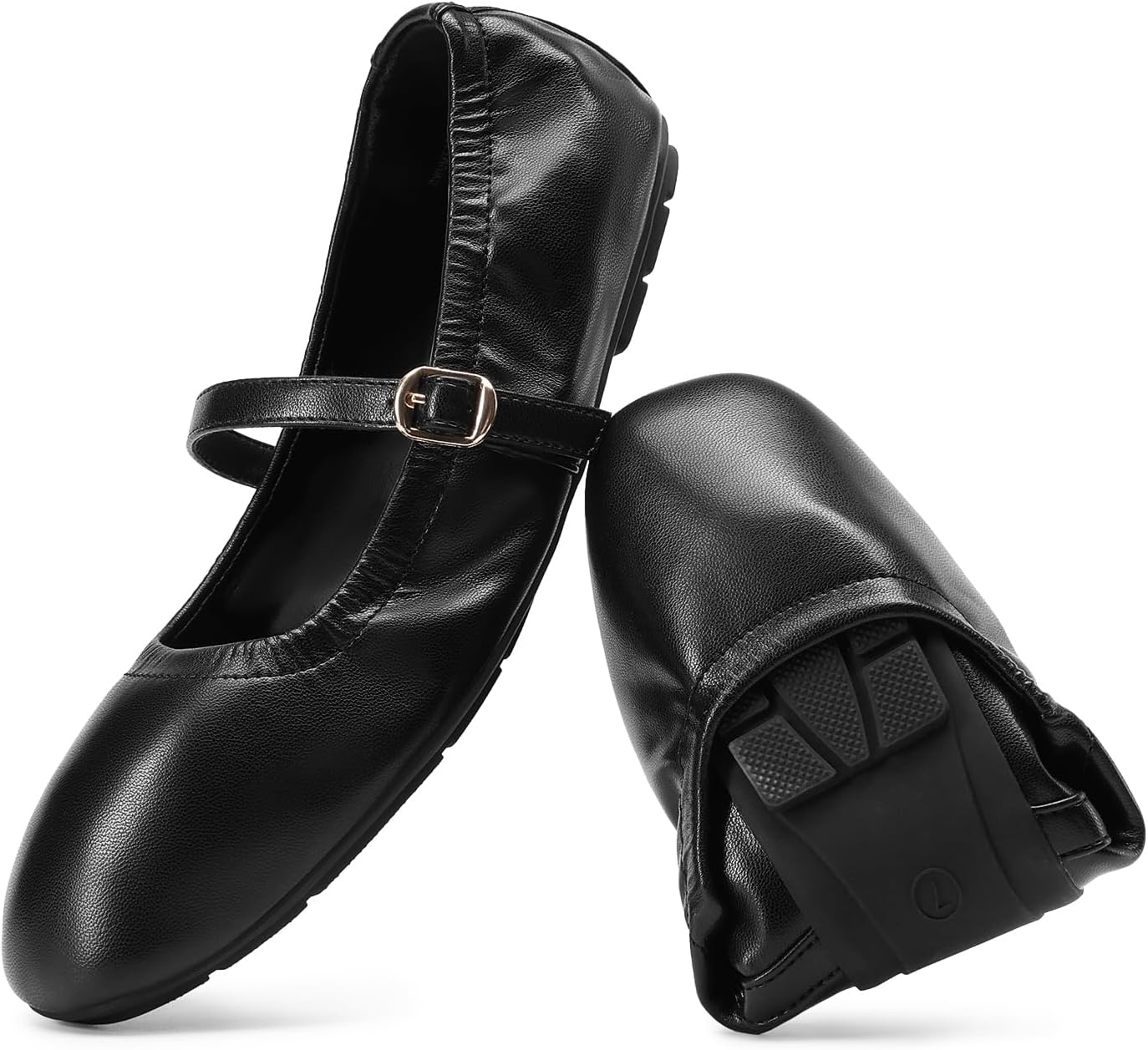 Women's Ballet Flats Foldable Square Toe Mary Jane Flats Comfortable Slip On Dress Shoes Business Casual Work Mary Jane Shoes