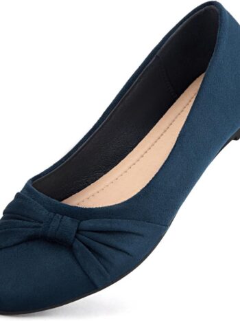Women's Flats Shoes Faux Suede Round Toe Ballet Dressy Flats Comfortable Slip On Walking Shoes