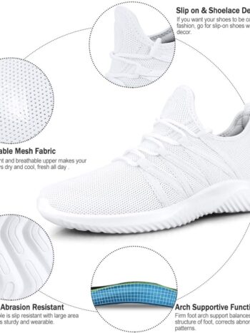 Women Slip On Running Shoes Non Slip Walking Shoes Lightweight Gym Workout Shoes Breathable Fashion Sneakers