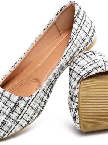 Women’s Round Toe Flats Shoes Ballet Flats Dressy Comfortable White Green Flats for Women